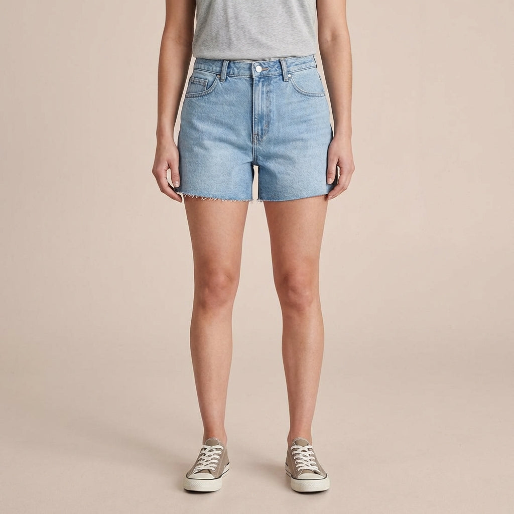 Džínové šortky s volným střihem a třepeným lemem