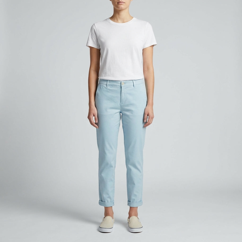 Zužené chinos kalhoty s ohrnutým lemem