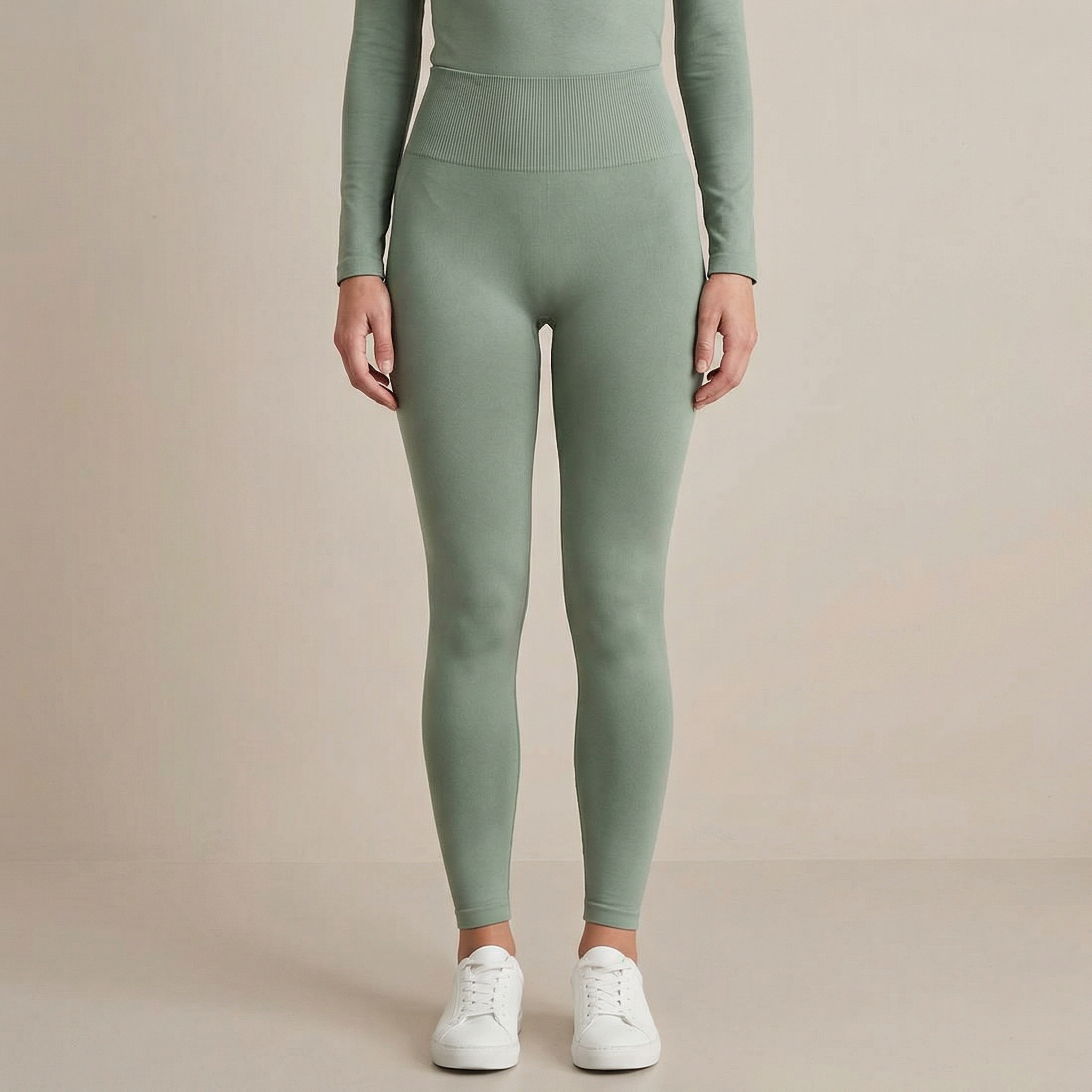 Bezešvé legíny s vysokým pasem a žebrovaným pasem