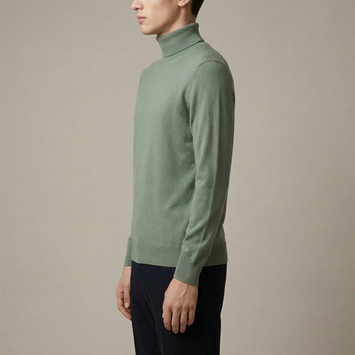 Jemně pletený rolák s žebrovanými manžetami