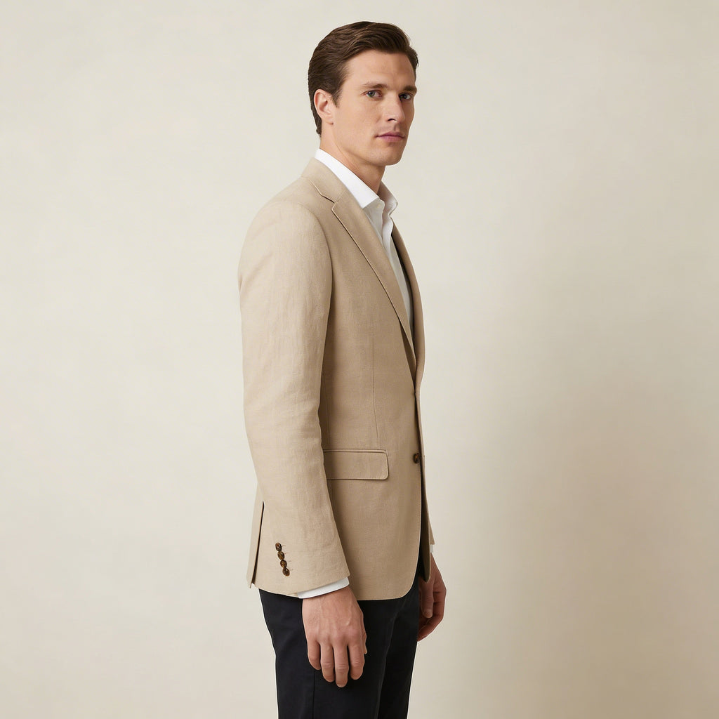 Lněné sako s jednořadým zapínáním