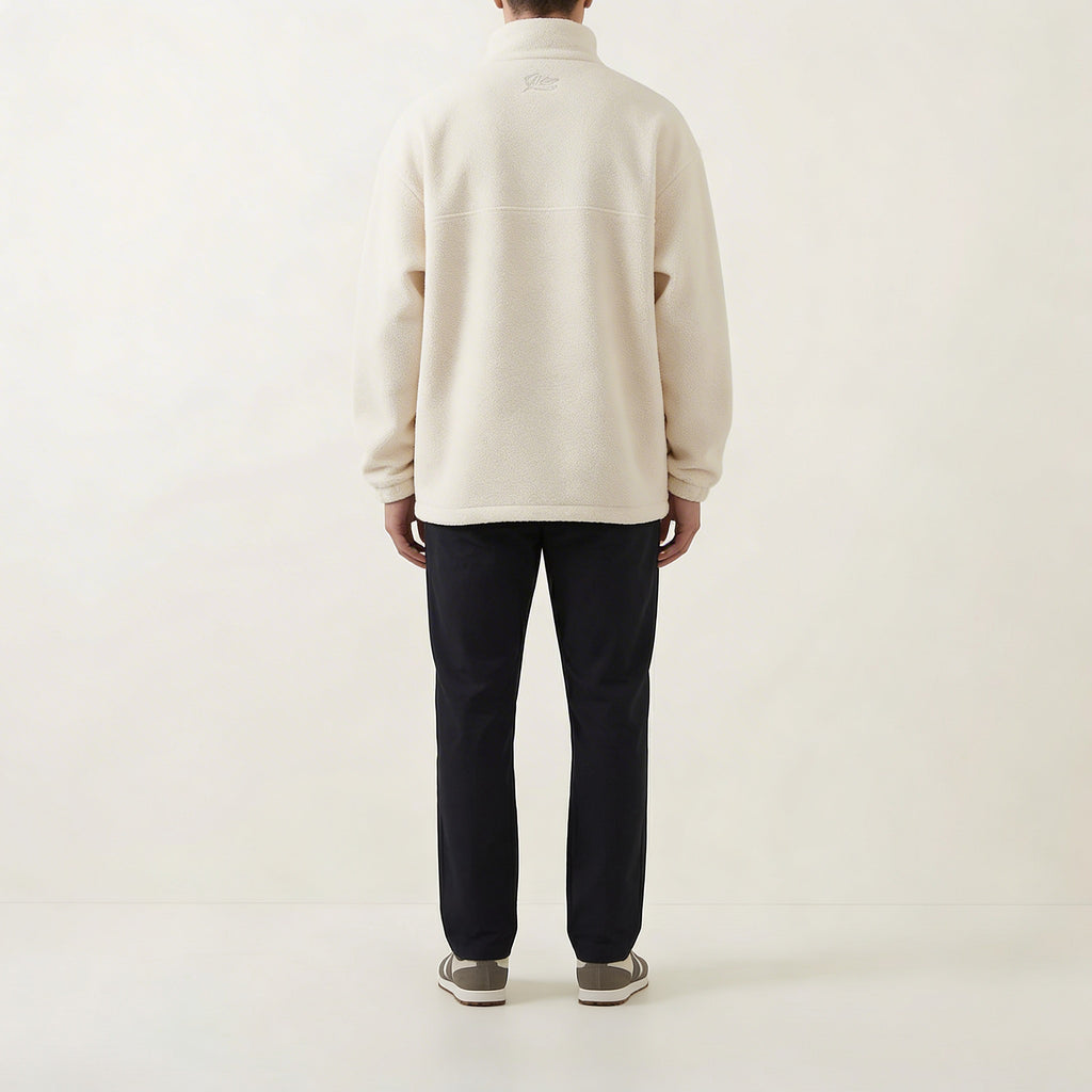 Nadrozměrná fleecová mikina s polovičním zipem a výšivkou