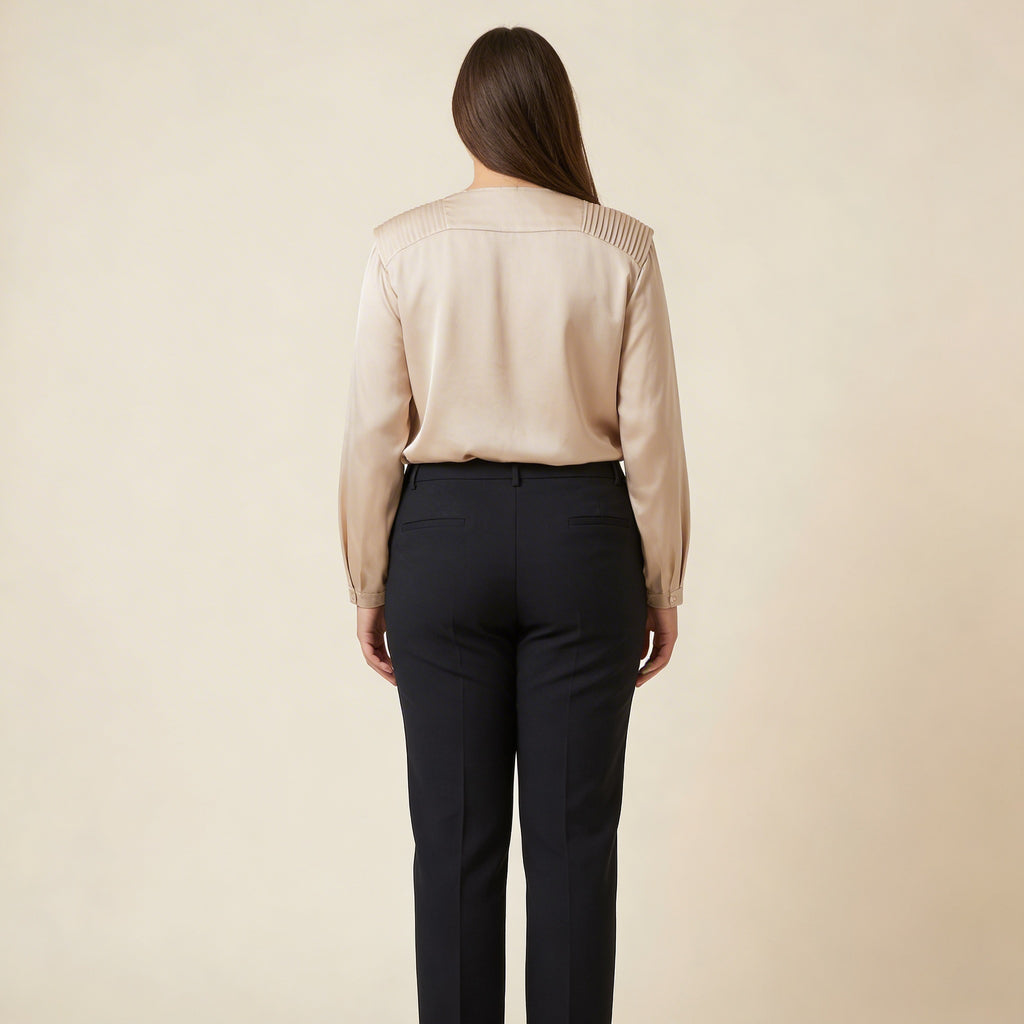 Saténový zavinovací top s dlouhým rukávem