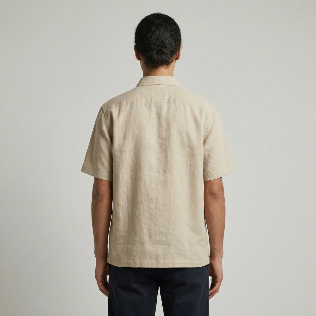 Lněná košile s krátkým rukávem a patkovými kapsami