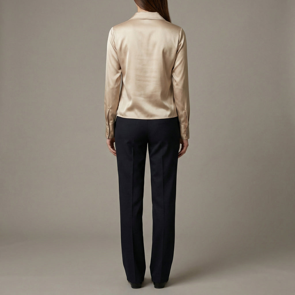 Saténová zavinovací halenka s dlouhým rukávem